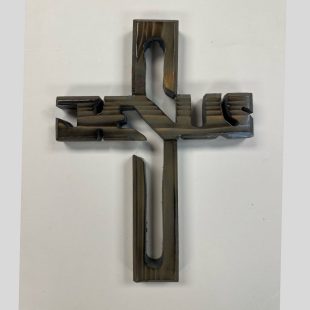 Carved Cross - JESUS (Blue)