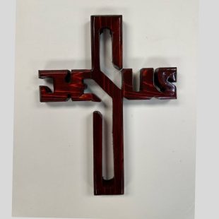 Carved Cross - JESUS (cherry)