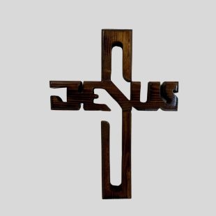 Carved Cross - JESUS (walnut)